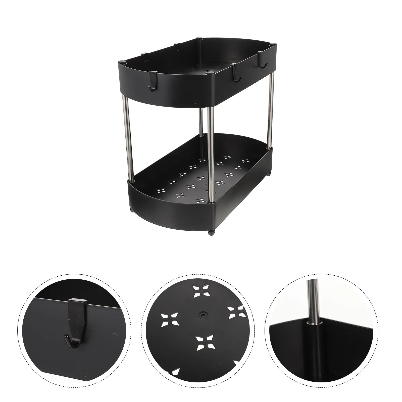 

Sink Organizer Kitchen Cabinet Shelf Bathroom Storagebaskets Sliding Double Rolling Small Collection Cart Rack Organizing Drawer