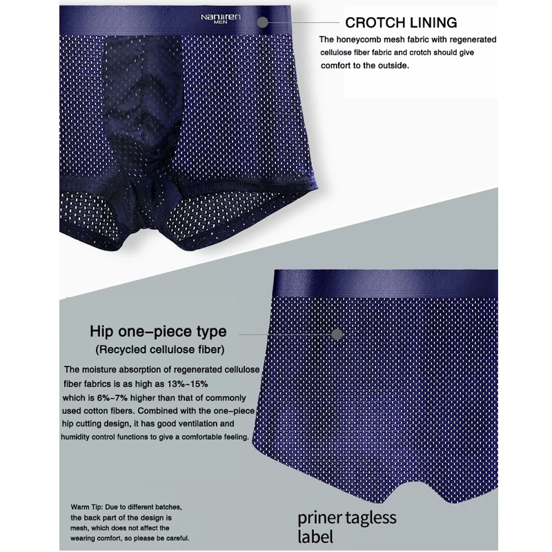 Men's Underwear Breathable Mesh Ice Thin Summer Boxer Shorts Seamless Boxer Shorts Shorts Men