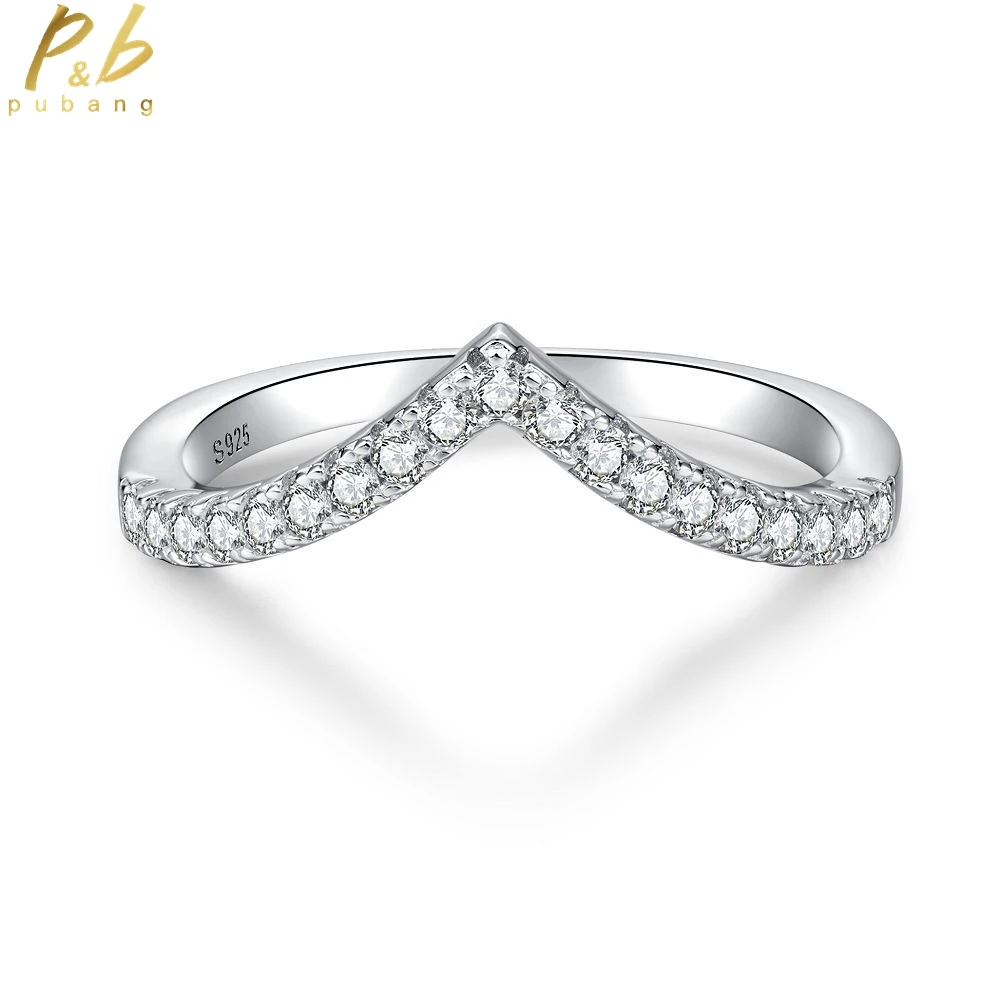 

PuBang Fine Jewelry Diamond Row Ring Solid 925 Sterling Silver Created Moissanite for Womenn Engagement Party Gift Drop Shipping