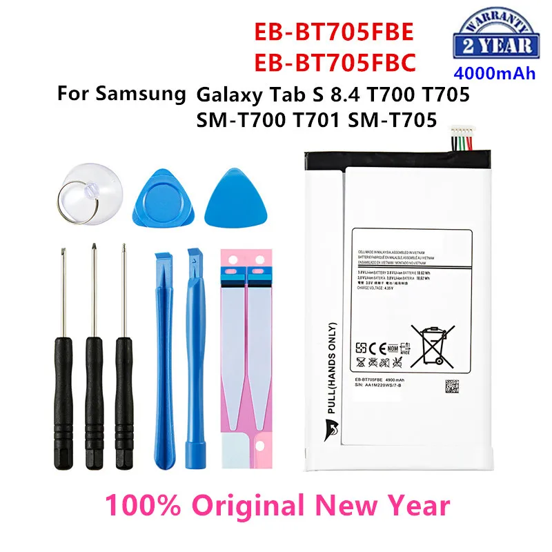 

100% Orginal Tablet EB-BT705FBE EB-BT705FBC 4900mAh Battery For Samsung Galaxy Tab S 8.4 T700 T705 T700 T701 SM-T705 +Tools