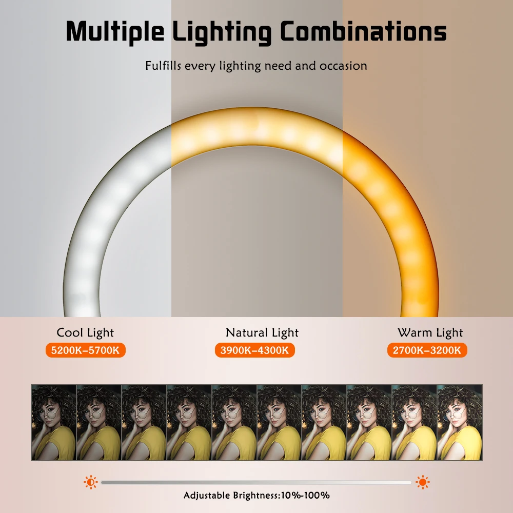 Светодиодная кольсветильник SH 18 дюймов с регулируемой яркостью 2700K-5700K для Youtube Tik