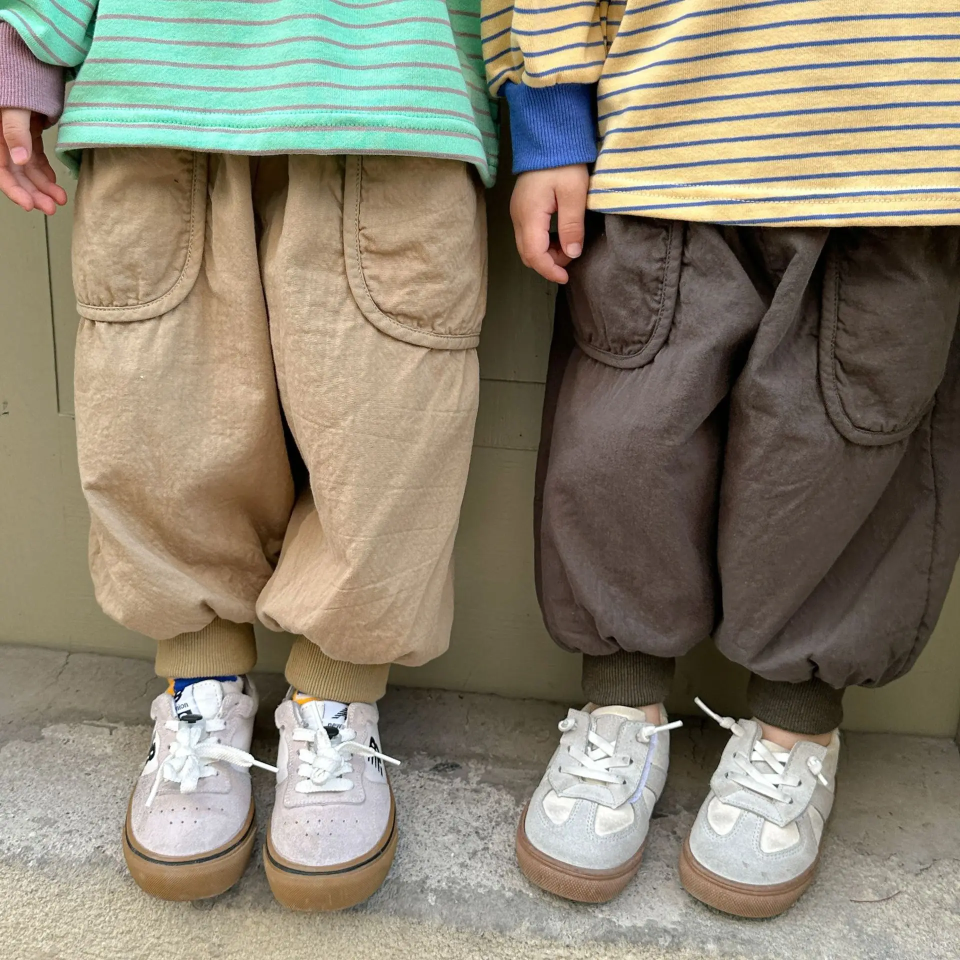 

Children Side Pocket Style Japan Cotton Ankle-tied Autumn Pants Pants Soft Pantalettes Kids Spring