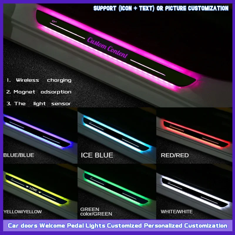 [Customized] Car door illuminated sill light logo Projector lamp Power Moving LED Welcome Pedal Car Scuff Plate Pedal trim strip