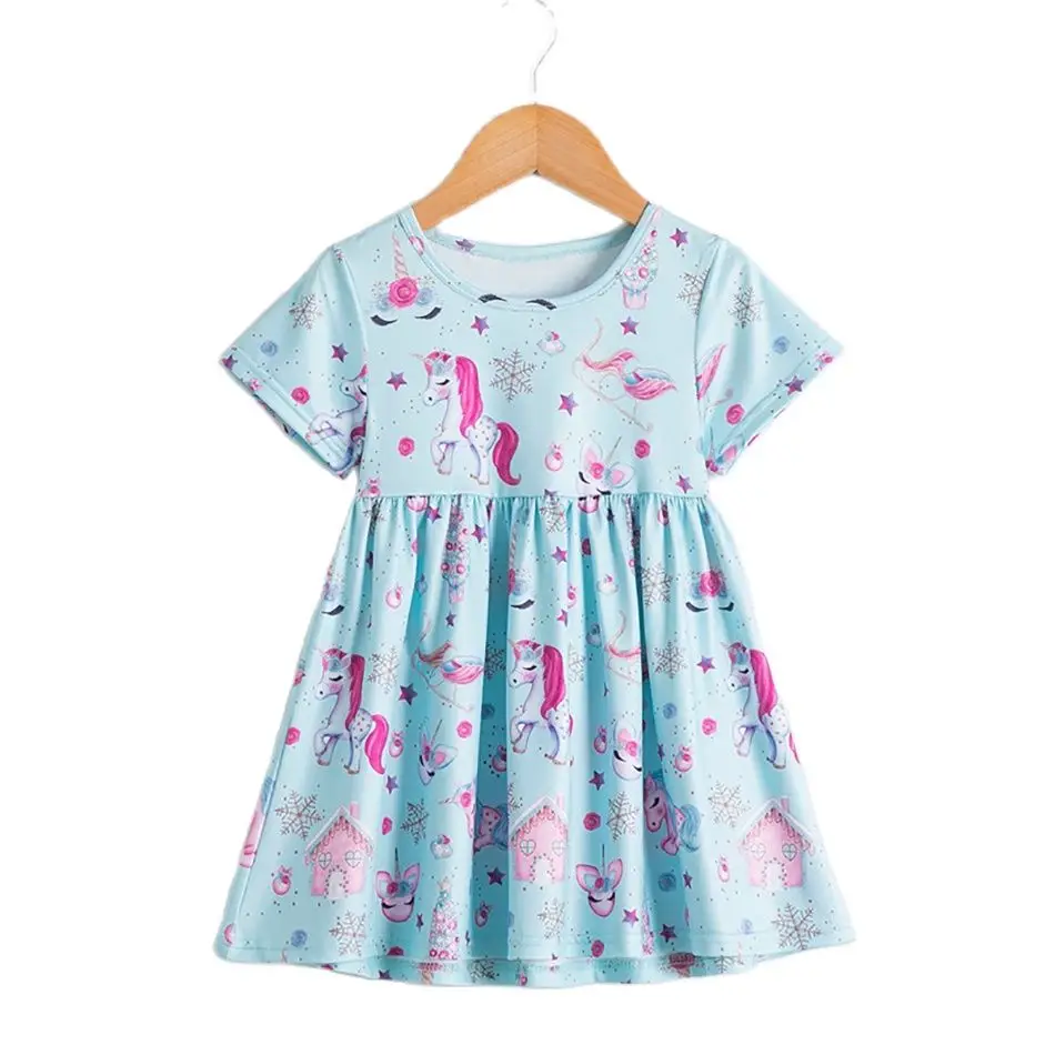 Floral Girls Anna Elsa Kids Princess Summer Cute Dress Letter Dresses Birthday Gown Party Clothes Vestidos 2-9T