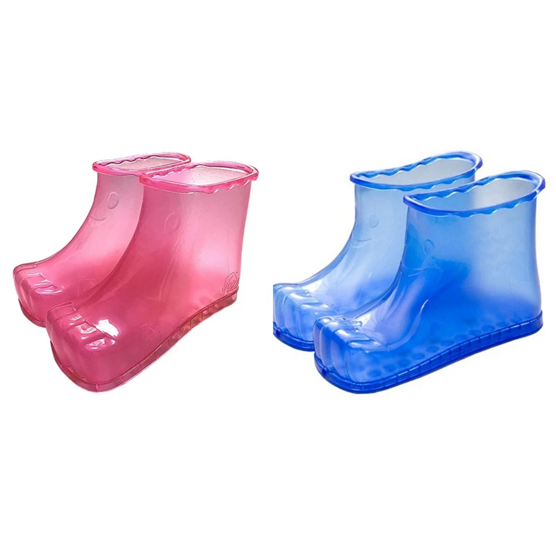 

4 Pcs High Tube Foot Bath Shoes for Washing Feet, Plastic Foot Bath Foot Bath Shoes,2 Pcs Rose Red & 2 Pcs Blue