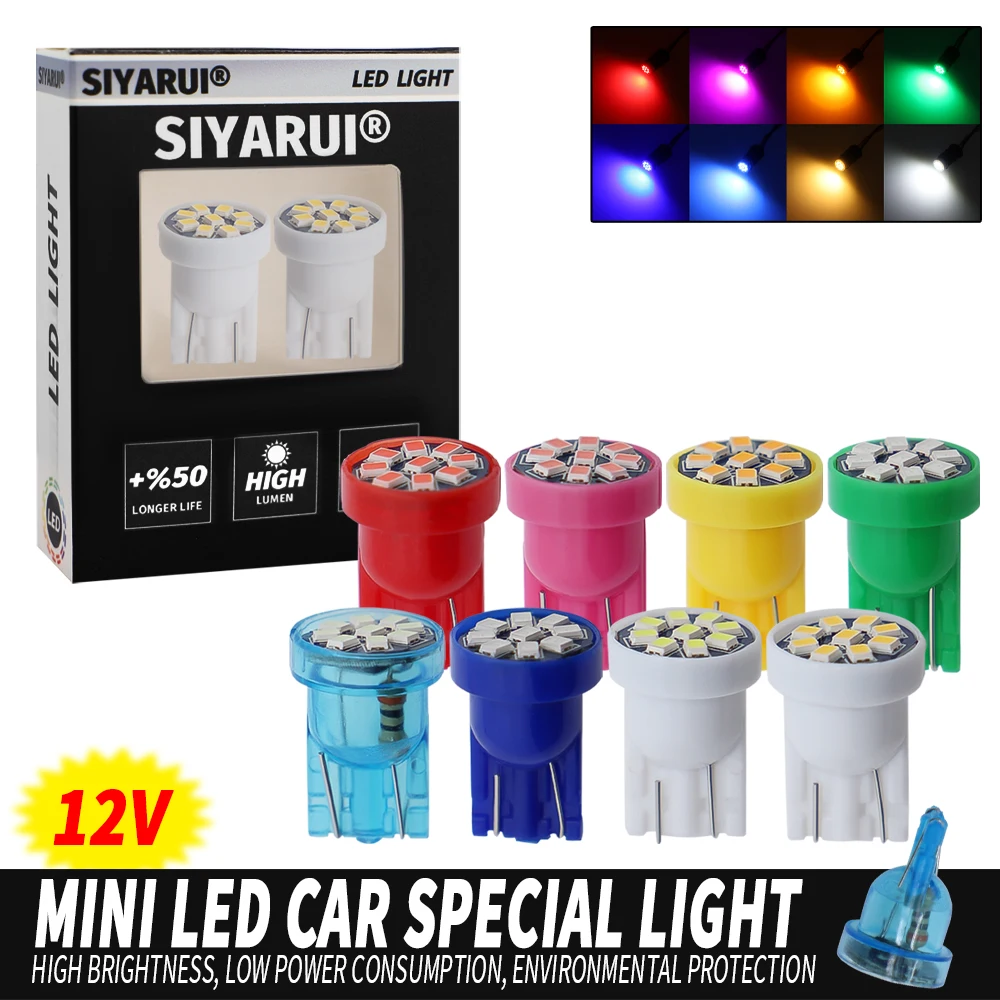 

Новинка 10 шт. AC 12 В T10 светодиодный W5W автомобильный парковочный фонарь 9 SMD 194 светодиодный W5W 2016 2825 158 192 клиновидная лампа индикатор для прибо...