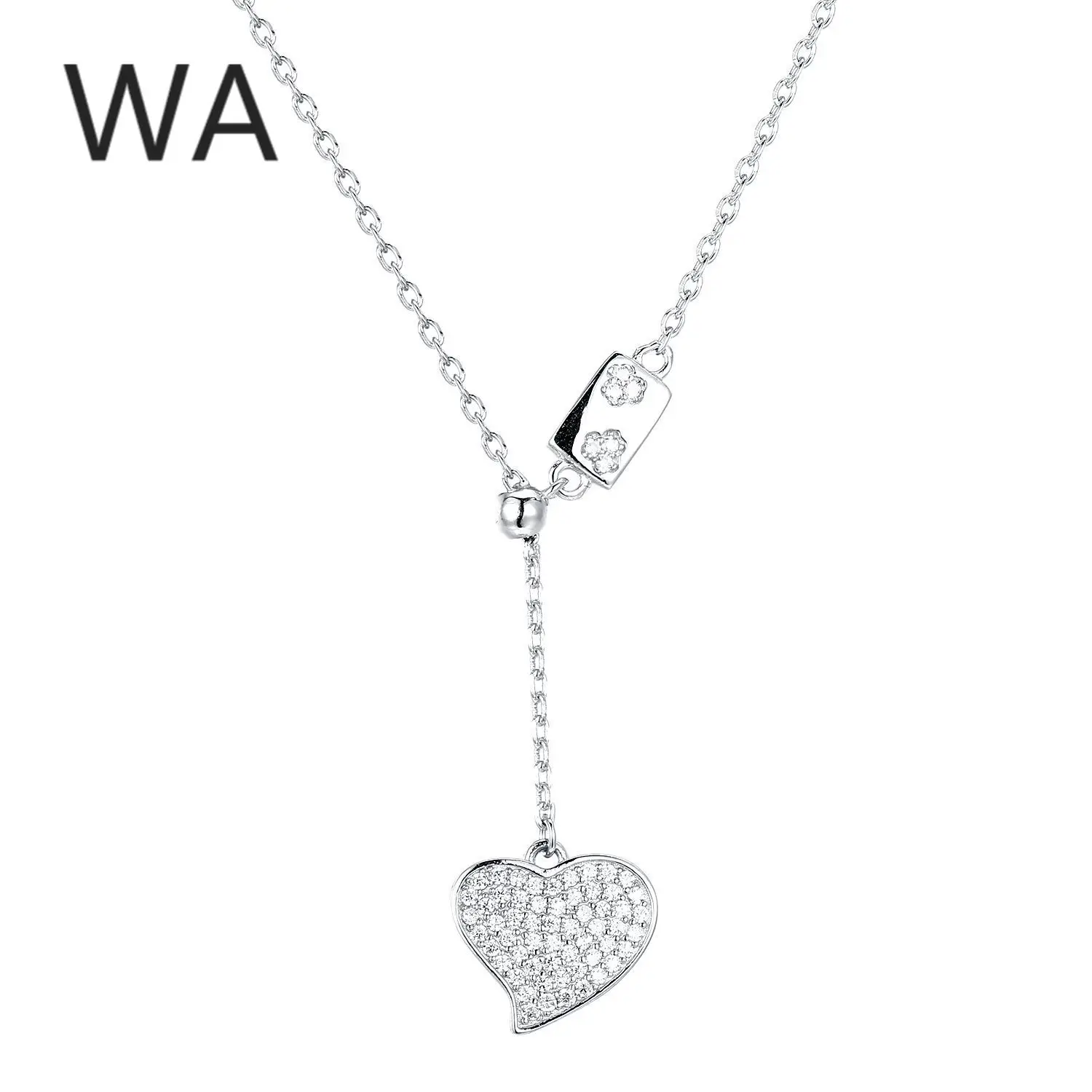 

Hot selling 925S silver light luxury niche love full diamond Y-shaped pendant clavicle temperament simple women's necklace