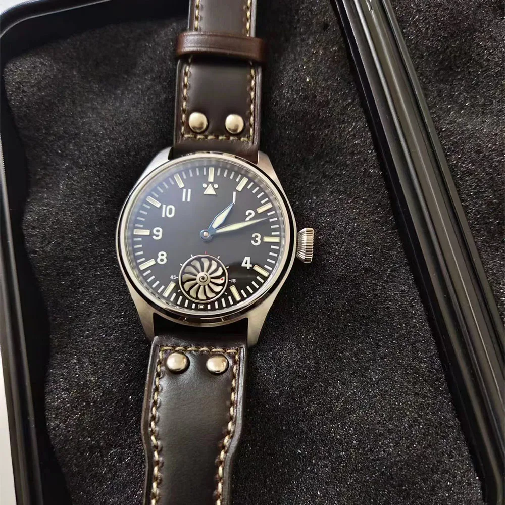 Hruodland Turbo Custom Pilot Watch для мужчин ST3620 механизм механический фотосветящийся сапфир