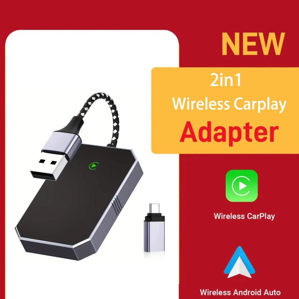 

Беспроводной адаптер 2в1 Carplay для iPhone android auto Apple Wireless Carplay Mini USB Ai Box Carplay для Toyota Volvo Hyundai