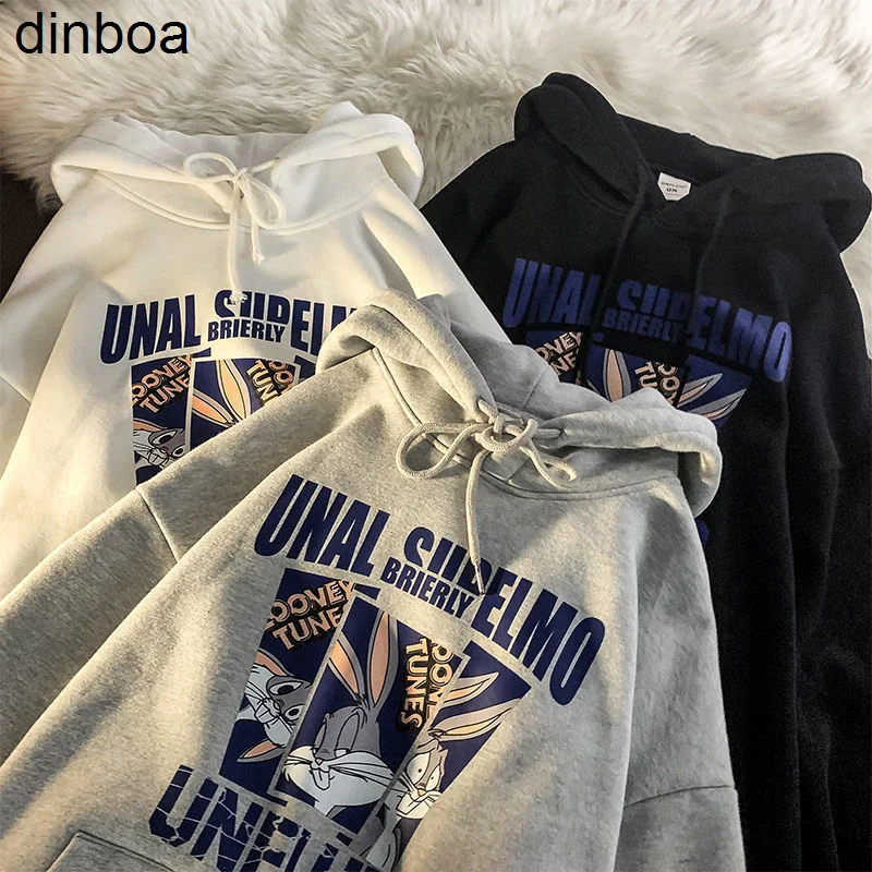 

Dinboa-autumn and Winter New American Retro Hooded Jacket Couples Loose Lazy Style Korean Version Top Casual for Men and Women