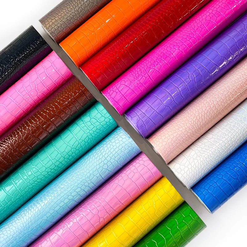 

Holographic Crocodile Embossed Faux Leather Sheets Bag Material PU Fabrics for Sewing DIY Making Shoe Upper/Clothing/Handcraft