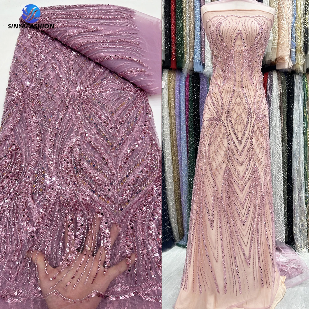 Красные хрустальные бусины блестки африканская нигерийская кружевная ткань 2024