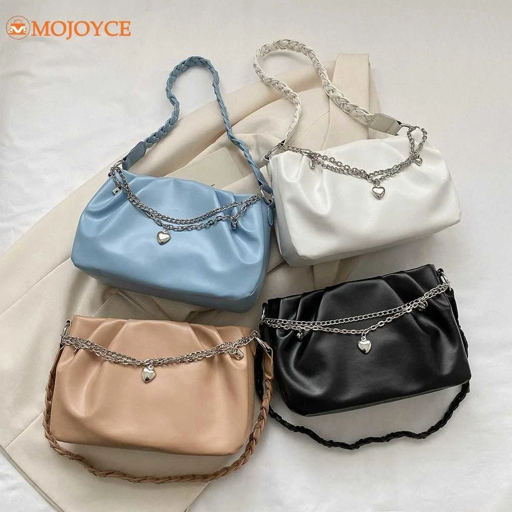 

Женская плетеная Сумка через плечо с цепочкой Love, кожаная плиссированная сумка на плечо, летняя Простая Сумка-тоут, однотонная сумка