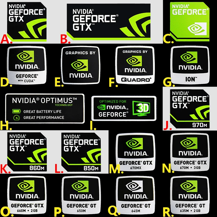 Специальная наклейка NVIDIA GTX GEFORCE 970m 860m QUADRO Sticker Label decal для ноутбука настольного