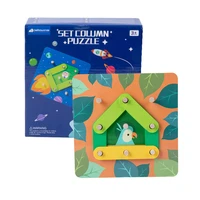 new montessori geometric column set block cartoon animal puzzle toys teaching aids childhood education preschool wooden toy