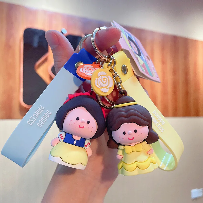 

Disney Anime Figure Belle Snow White Aurora Cinderella Kawaii Princess PVC Doll Keychain Charm Children's Toy Birthday Gifts