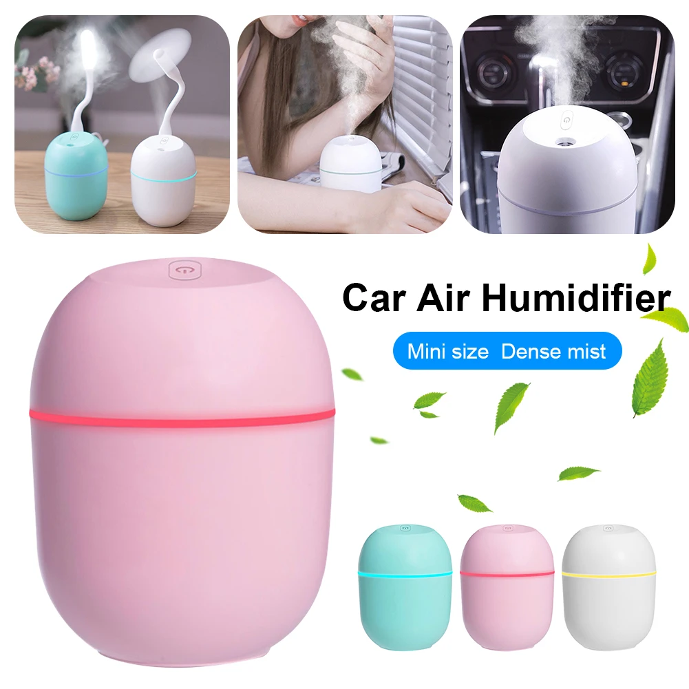 

New USB Portable Air Humidifier 220ml Essential Oil Diffuser Auto Shutoff With LED Light For Home Car Mist Maker Face Steamer