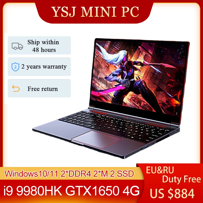 Ноутбук игровой 16 1 дюйма Intel Core i9 9980HK i7 9750H GTX 1650 4G Mini PC Win10/11 MAX 64 Гб ОЗУ |