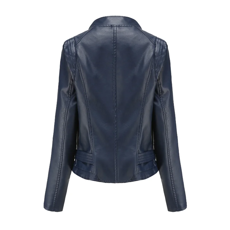Women's Leather Jackets Slim-fit Leather Jackets Wind-resistant Zippered Red Motorcycle Jackets Elegantly Wear Women's Jackets