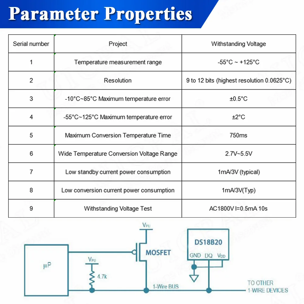 Датчик температуры DS18B20 зонд из нержавеющей стали 304 6*30 мм внешний диаметр 3 0