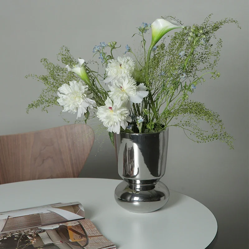 Премиум гальванизированная Серебряная столбовая керамическая ваза орнамент