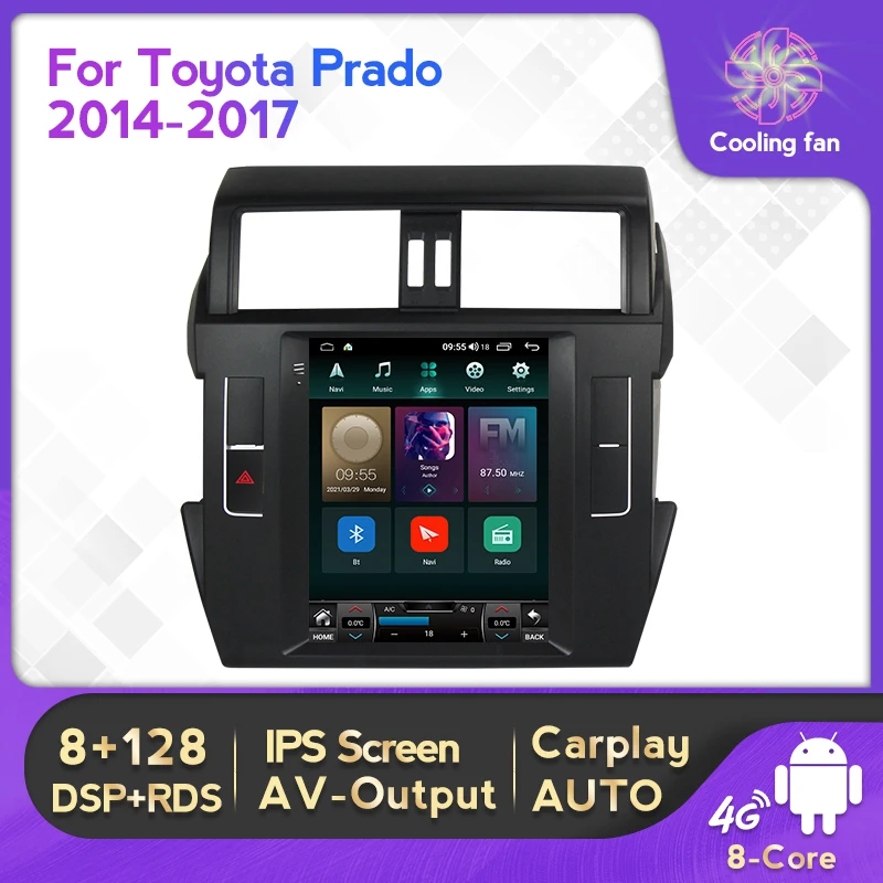 Автомагнитола 2 Din Tesla с вертикальным экраном для Toyota Land Cruiser Prado 150 2013-2017 стерео