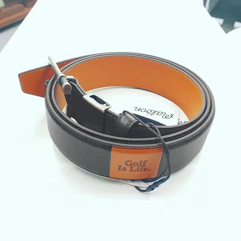 Golf Belt Men And Women Outdoor Sports Needle Buckle Belt Head Layer Cowhide Belt Alloy Smooth Buckle Golf Wear