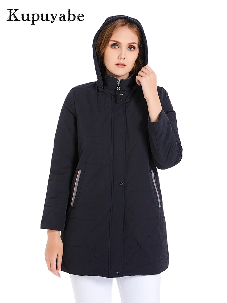 KUPUYABE Women's Plus Size Winter Cotton Jacket Coral Fleece Hooded Cotton Padded Cotton Jacket Warm and Wind-resistant Coat