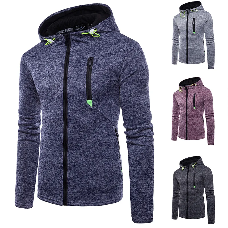 

New Fashion Men's Casual Sports Jacquard Jacket Sweater Fleece Cardigan Hooded Jacket Men's Fashion Jacket Crewneck Sweatshirt