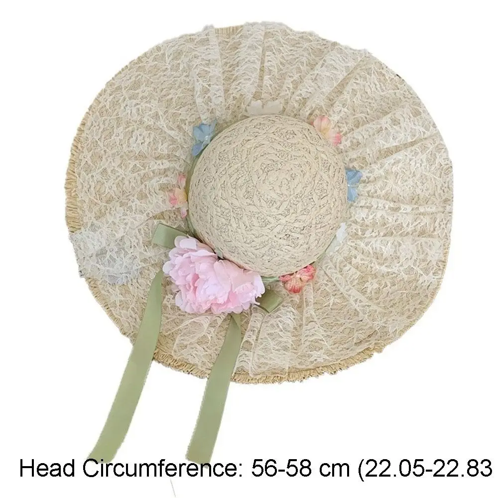 Соломенная шляпа Flower Lafite с широкими полями, дышащая, для отпуска и пляжа, солнцезащитная, плетеная, для защиты от солнца (art.: 3920d8bee64ef) - 3920d8bee64ef