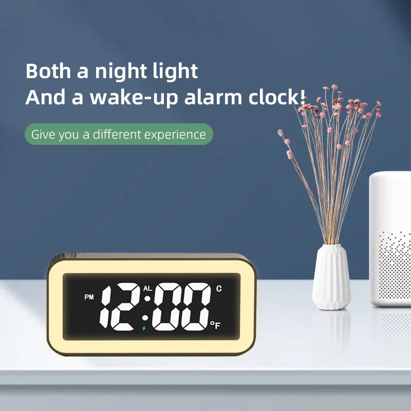 

Aubess Offical 15W QI Fast Charging Wireless Charger With Alarm Clock Night Light With Digital Thermometer LED Desk Lamp