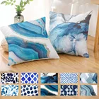 45*45 см геометрический чехол для подушки синий абстрактный принт из полиэстера наволочка для подушки геометрический художественный чехол для подушки квадратный домашний декор