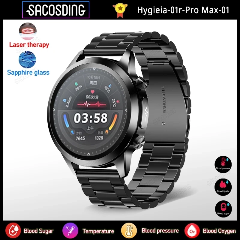 

Sapphire Glass Smartwatch ECG+PPG Blood Sugar Blood Lipids Blood Pressure Temperature Health Monitoring Laser Therapy Smartwatch