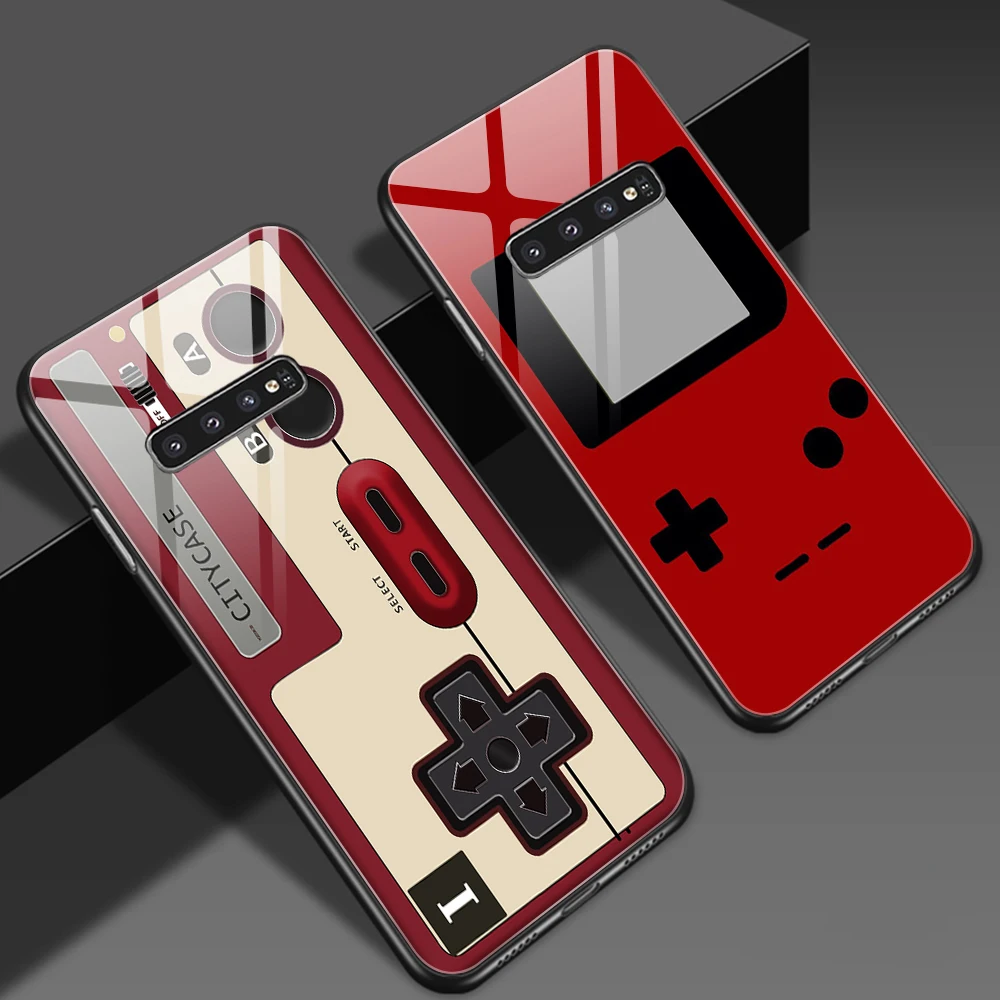 

Cartoon Game Console Tempered Glass Case for Samsung Galaxy S20FE S21 Ultra A52 A52S 5G Cover for Galaxy Note 20 10 9 Plus Funda