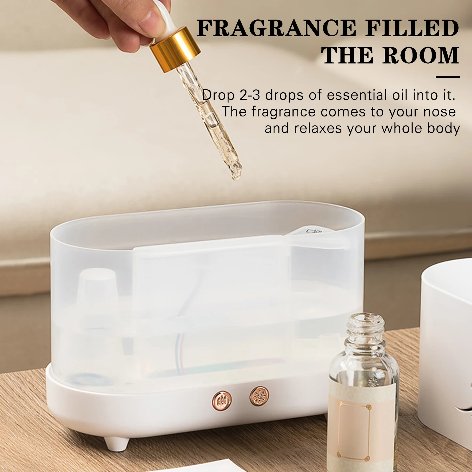 

Creative Simulation Flame Aromatherapy Machine Home Office Desk Flame Humidifier Oil Diffuser Plastic Essential MU8669