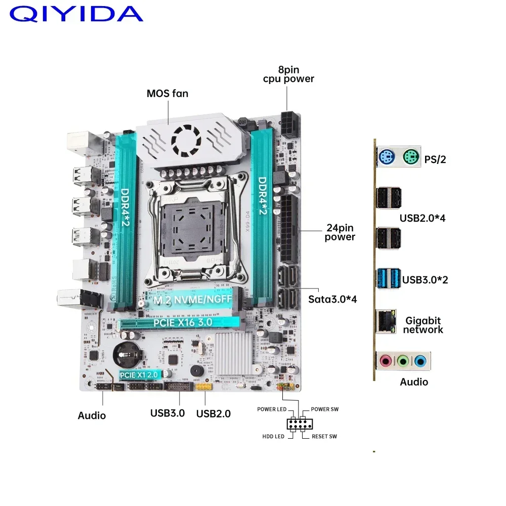 QIYIDA X99 Комплект материнской платы LGA 2011-3 Xeon E5 2670 V3 Процессор 16 ГБ REG ECC DDR4
