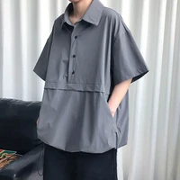 oversized t shirt 2022 summer new short sleeved men t shirt trend casual loose lapel top handsome mens clothing