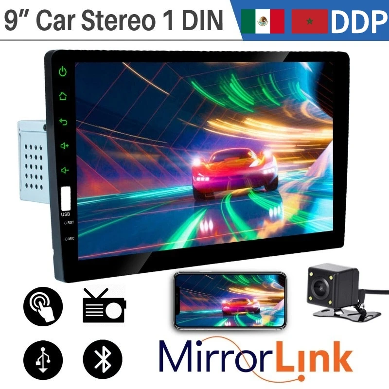 

Универсальный Автомобильный мультимедийный mp5-плеер, стерео-система с сенсорным экраном 9 дюймов, Bluetooth, FM-радио, камерой заднего вида, Типоразмер 1 Din