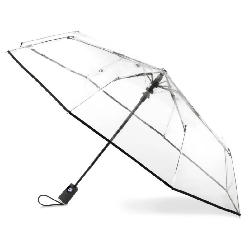 

Автоматический прозрачный складной магнитный Зонт тройного сложения самооткрывающийся зонт для студентов маленький свежий пластиковый зонт