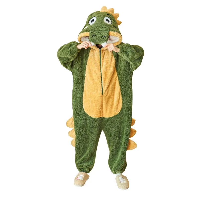 Dinosaur Homewear Men Women Kigurumi Flannel Animal Onesies For Adults Cartoon Clothes Pijamas Birthday Cosplay Costume Suit