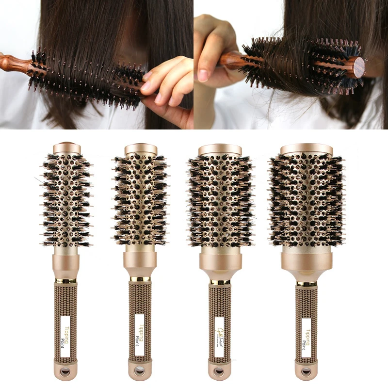 

Professional Salon Styling Tools Curling Hair Comb 4 Sizes Hairdressing Curling Hair Brushes Comb Barrel Bristle Hairbrush
