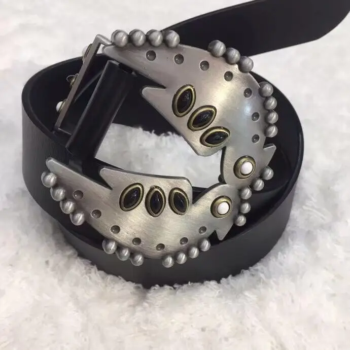 

Retro Metal Buckle Genuine Leather belt Women's Fashion black Belt