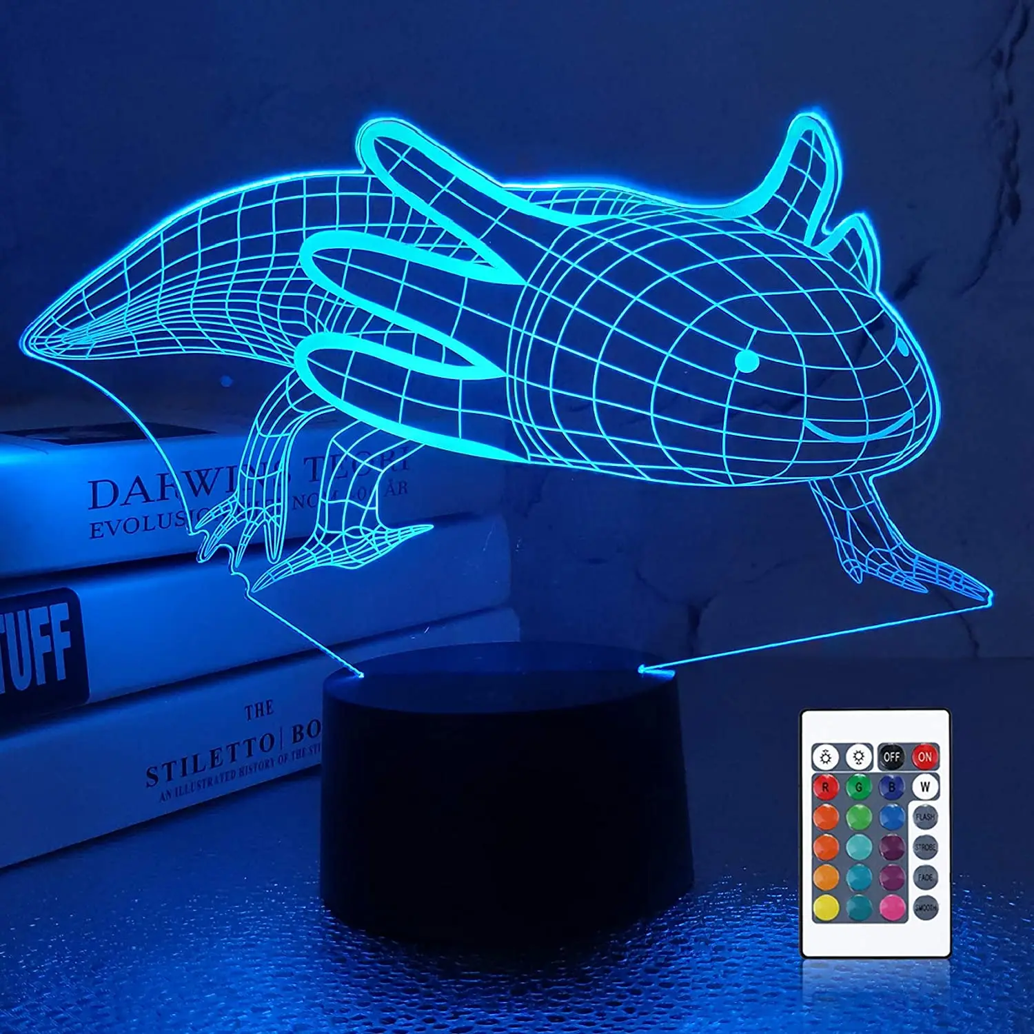 

Lampeez 3D Axolotl Lamp Night Light Mexican Salamander Fish 3D Illusion lamp for Kids, 16 Colors Changing with Remote Kids Gift