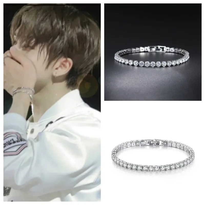 

2023 Korean Current Jisun's Same Color Zircon Bracelet INS Trend Hip-hop Men and Women Jewelry Lovers Accessories Gifts