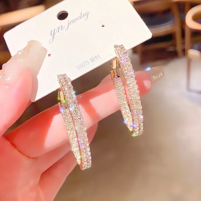 

Accessories for Women Rhinestone Earrings for Women Korean Fashion Geometry Metal Earrings Trendy Jewelry Valentines Day Gift