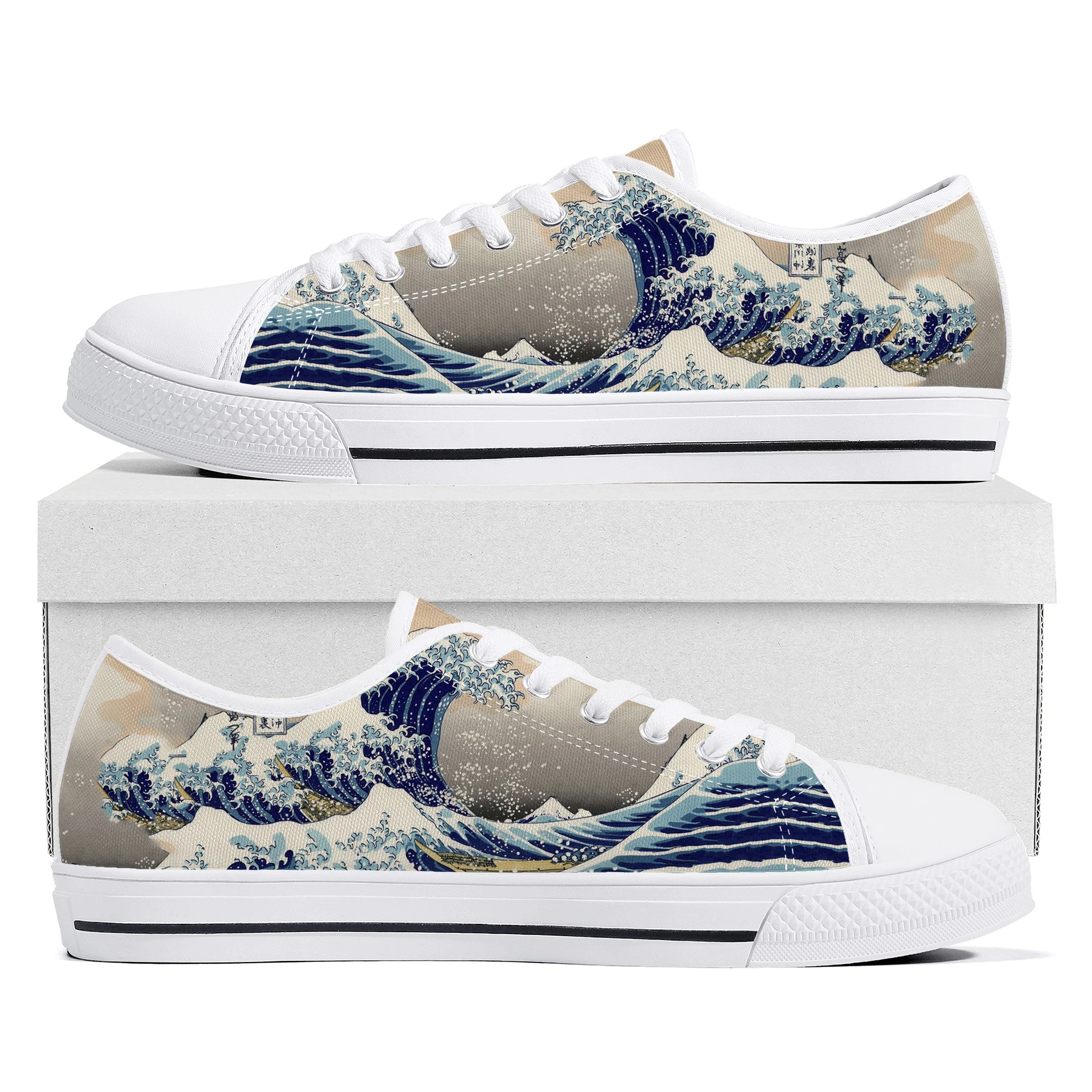 

The Great Wave off Kanagawa Printmake Low Top Sneakers High Quality Mens Womens Teenager Canvas Sneaker Couple Shoes Custom Shoe