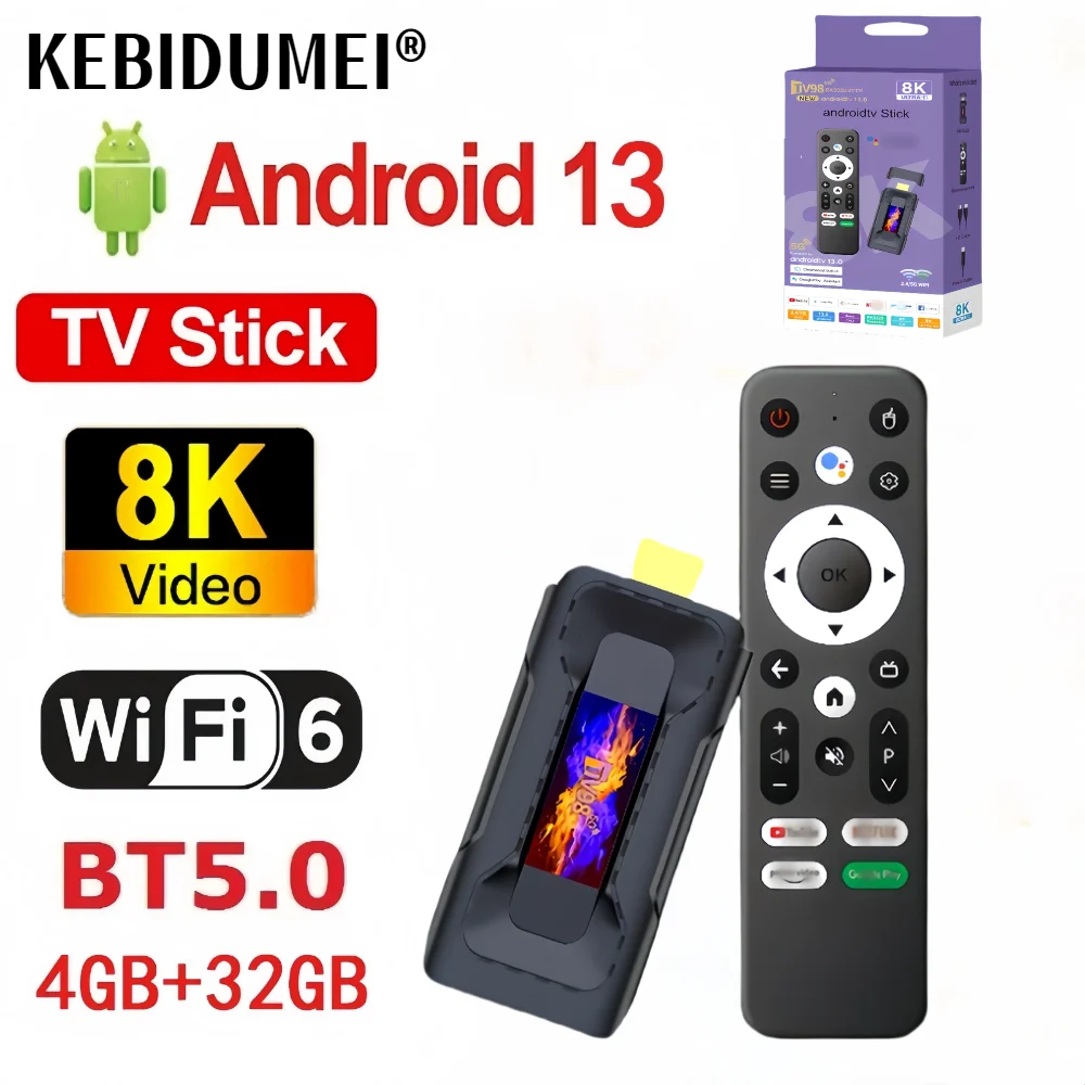 Android 13 TV Stick 8K видео ATV Mini Rk3528 четырехъядерный Смарт ТВ приставка HDR10 Поддержка Wifi6