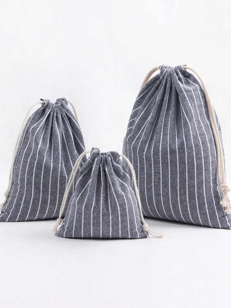 

1 шт., японские простые полосатые сумки на шнурке, Женская хлопковая косметичка для девочек, косметичка, сумка для туалетных принадлежностей