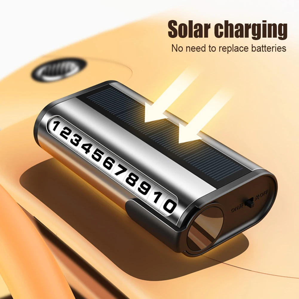 

Solar Powered Car Temporary Parking Number Plate Luminous Parking Phone Number LED Backlight Temporary Number Card Accessories