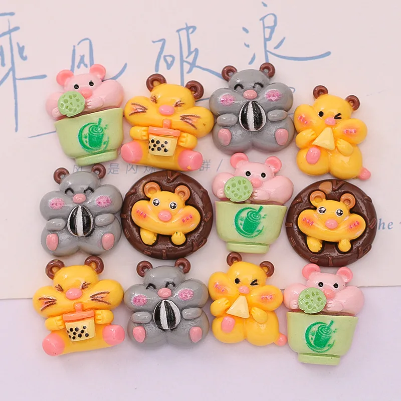 

100pcs Kawaii Hamster Series Flatback Resin Animal Cabochons For Hairpin Scrapbooking DIY Jewelry Craft Decoration Accessories